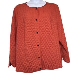 Isaac Mizrahi Live Womens Orange Quilted Snap Front Jacket Size 3X Coastal Layer